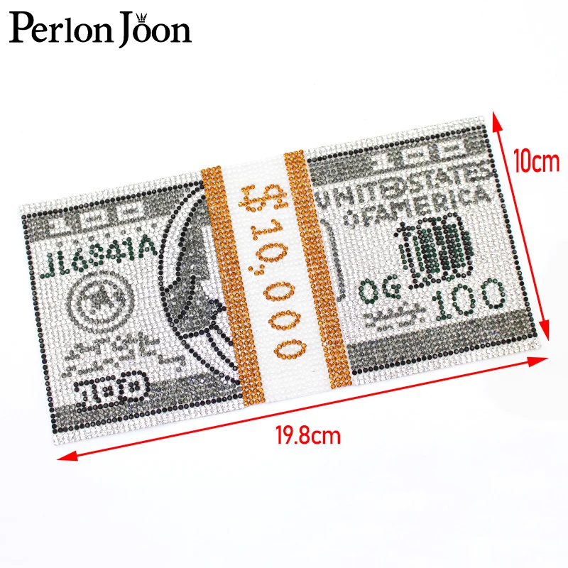 $10000 Money motif money Rhinestones patch crystal applique DIY self-adhesive in the bag cabinet decoration accessories TR152