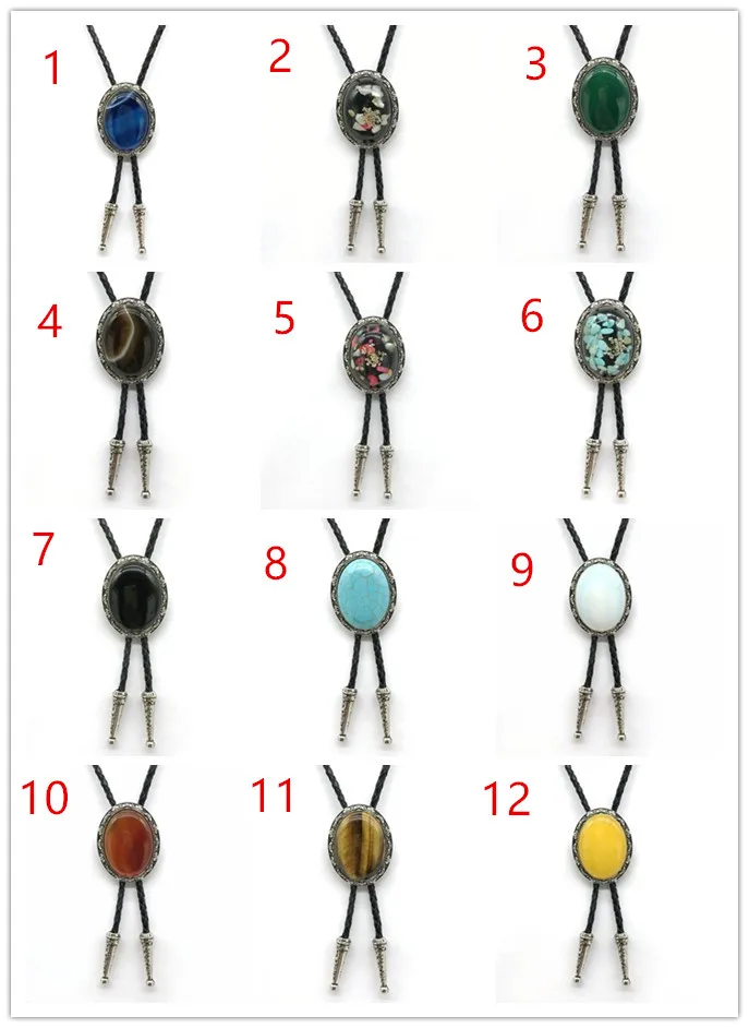 Pria BOLO Tie Batu Akik Batu Shell Rumput Laut Tiger Eye Batu Kulit Bermutu Tinggi Kerah Bow Tie