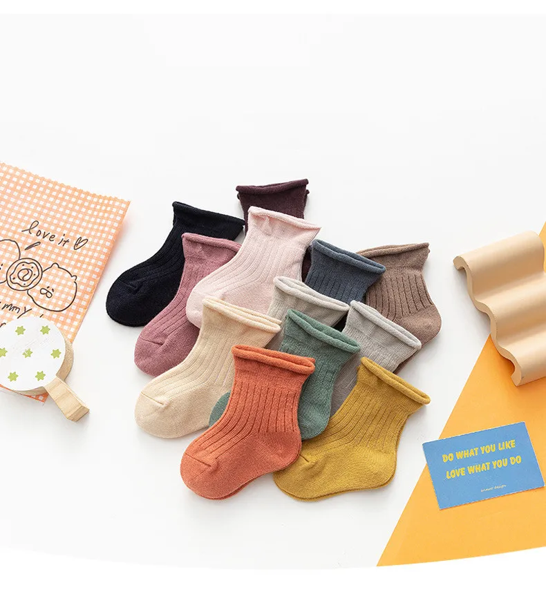 0 to 24M 12 Colors Autumn Winter Warm Socks For Infants Baby Combed Cotton Socks For Boys Girls Soft Warm Toddlers Socks