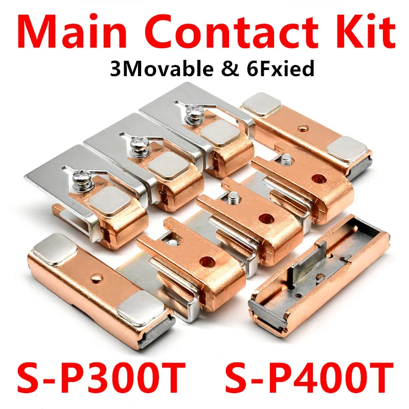 

Main Contact Kit for S-P300T S-P400T Stationary and Moving Contacts Contactor Replacement Accessories Spare Parts Contact Bridge