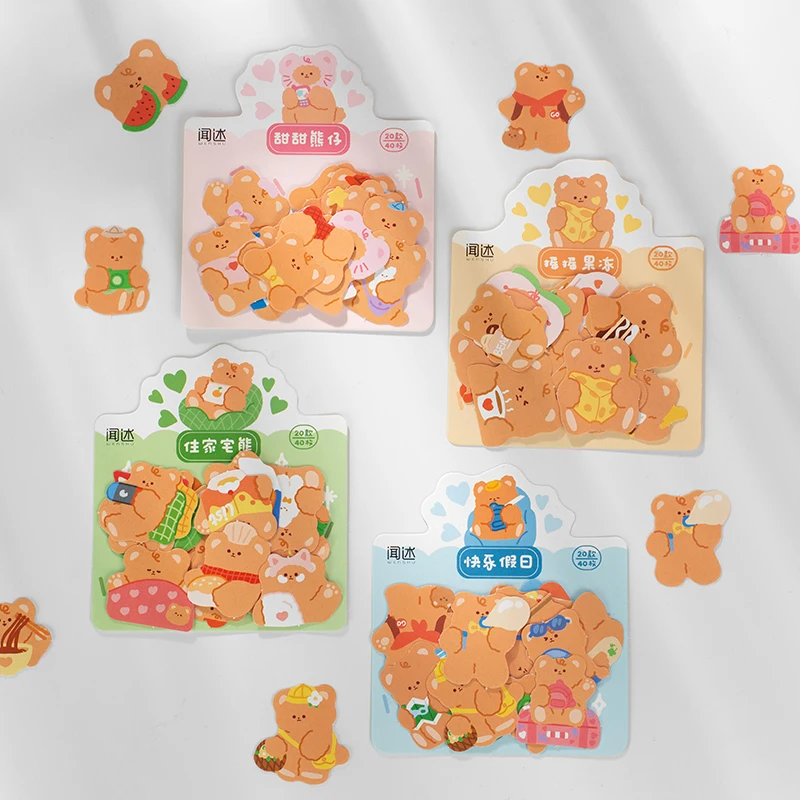 40 pcs/pack cute Little bear's Diary Journal Decorative Stickers Scrapbooking Stick Label Diary Stationery Album Stickers