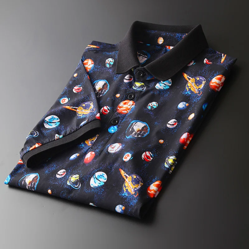 

100% Cotton Mens Luxury Universe Digital Printed Short Sleeve Man T-shirts Plus Size 5xl Slim Fit Male Tee