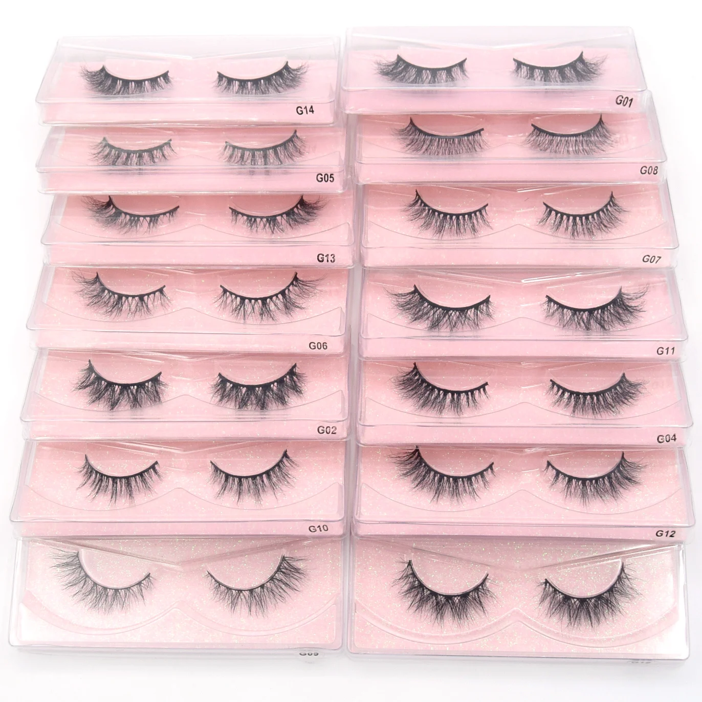 Faux-cils en vison 3D sans vison, longs, naturels, 10 paires, 8-14mm, maquillage, en vrac, vente en gros