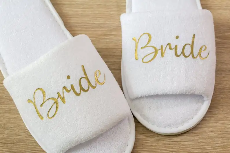 Personalised names date bride Wedding Slippers,Bridesmaid Gift,custom Hen Weekend Open Toes slippers maid of honor bridal party