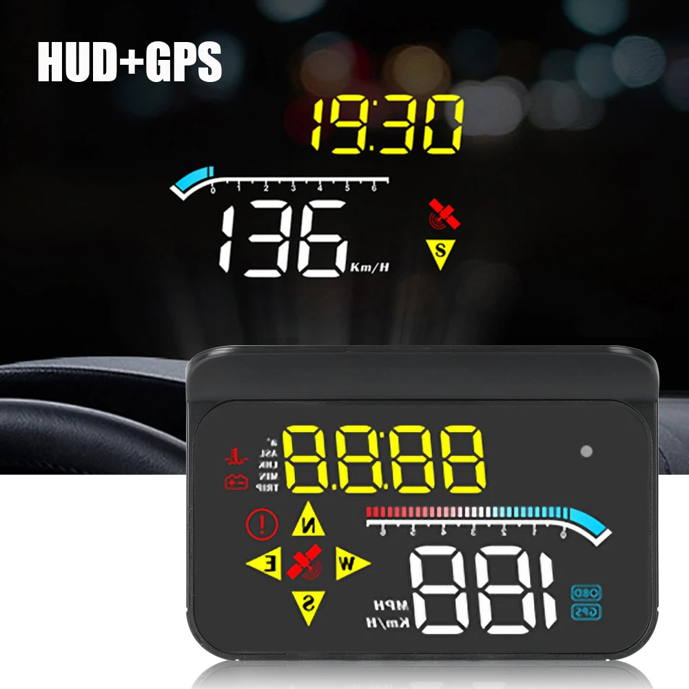 

3.5" 12V Car OBD2 HUD GPS Dual System Head Up Display Windshield Projector On Board Computer Clock Speedometer Auto Accessories