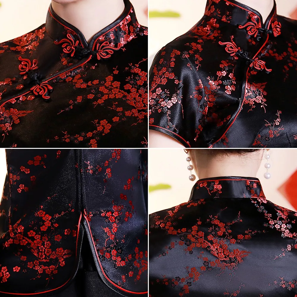 Vintage Flower Women Chinese Traditional Satin Blouse Summer Sexy Shirt Novelty Dragon Clothing Tops Plus Size 3XL 4XL WS009