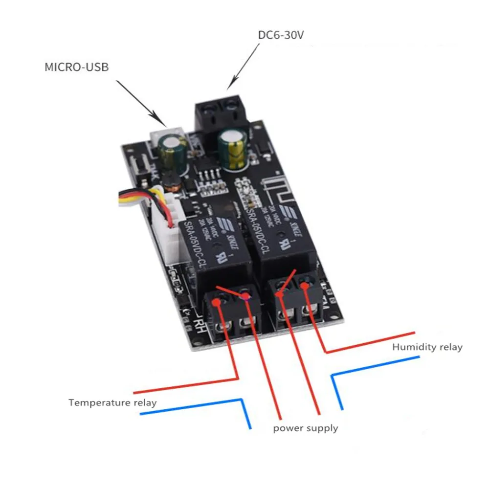 Taidacent Wireless Humidity and Temperature Sensor ESP8266 WIFI APP Thermometer Hygrometer Stick Humidity Sensor with Relay