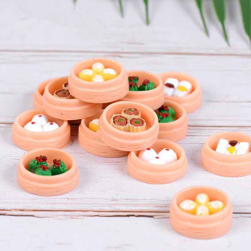 Small Landscape Food Steamed Dumpling Wheat Grain Bag Resin Small Table Food Small Crafts Resin Embellishments  Home Decore