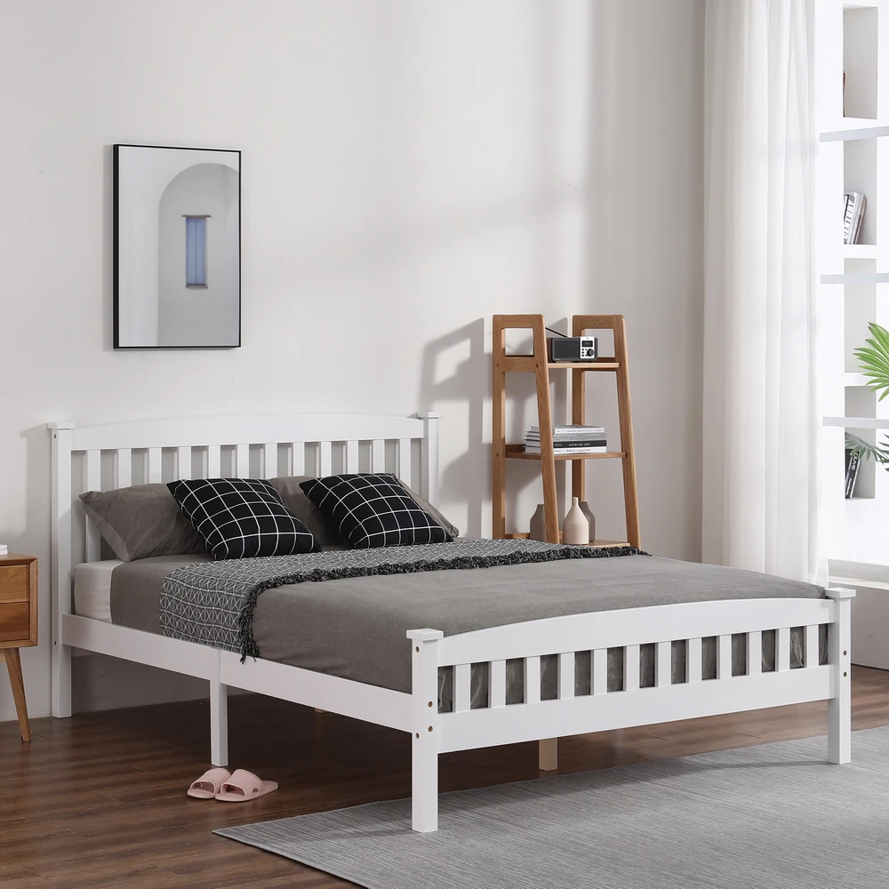 Three Colors Vertical Bed White Queen Size  Beds Bedroom Furniture Beds with Headboard Footboard for Bedroom US Warehouse