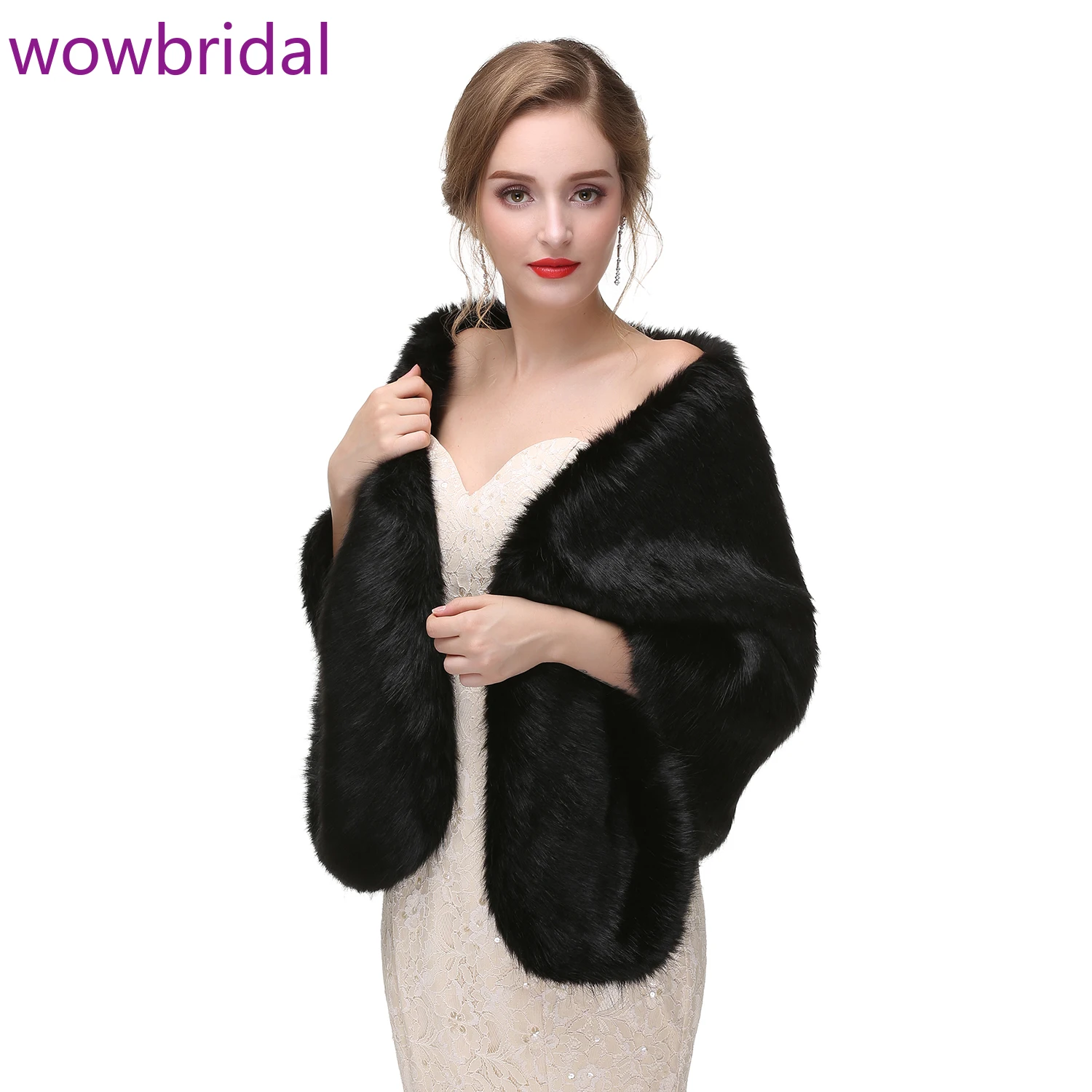 

WOWBRIDAL Warm Faux Fur Winter Bridal Cape Wedding Cloaks Party Wraps Jacket Wrap Boleros De Encaje Boleros De Mujer