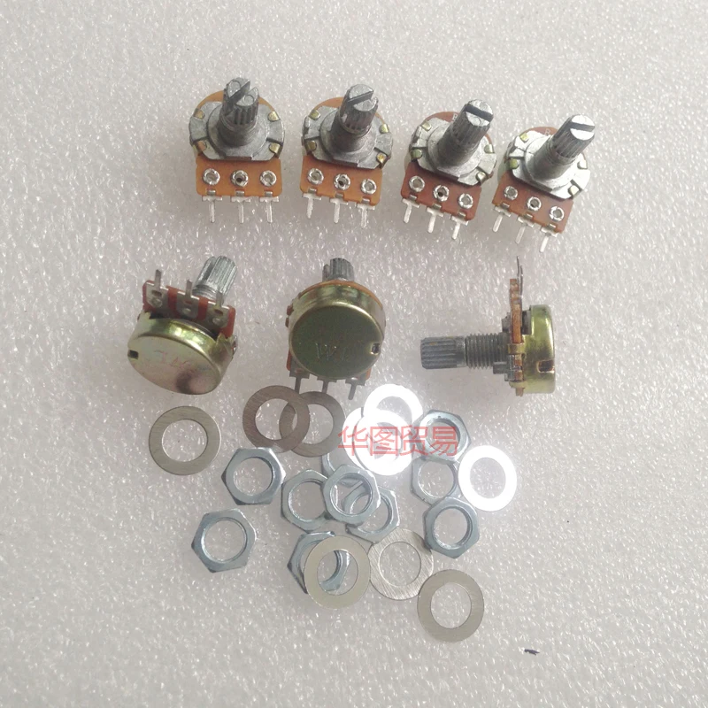 10pcs WH148-type B100K ปริมาณ Potentiometer ปรับได้พร้อม Midpoint/Potentiometer โรตารี่เดี่ยว W100K จับความยาว 20 มม.