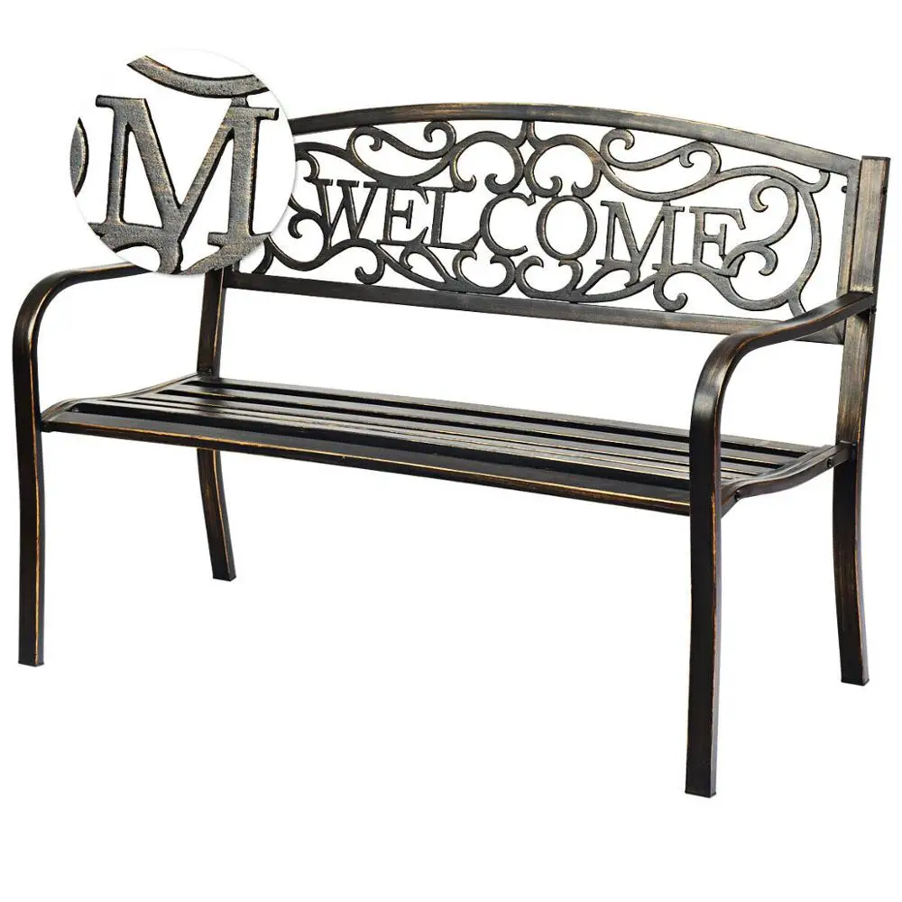 Garden Bench Park Yard Outdoor Furniture Steel Frame Porch Path Loveseat Chair