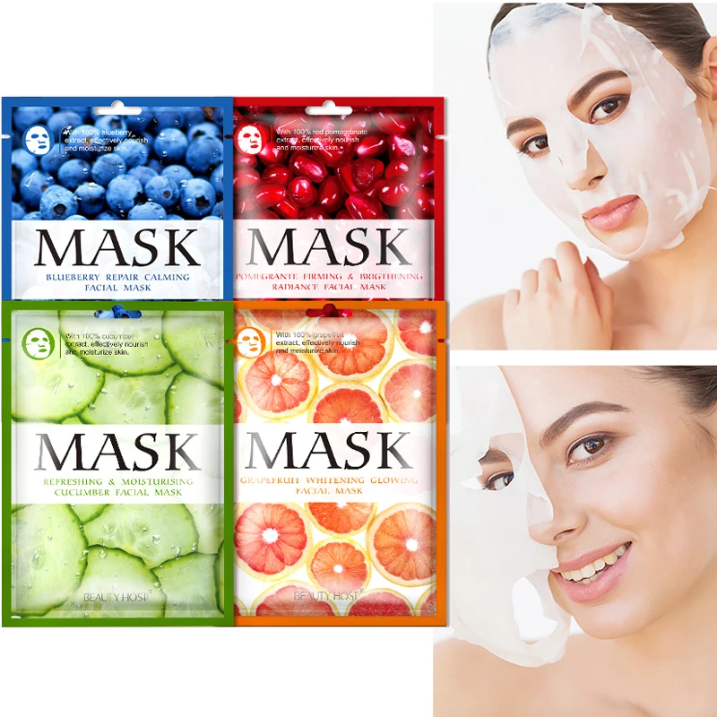 Face Mask Natural Fruit Plant Moisturizing Oil-Control Blueberry Cucumber Pomegrante Sheet Facial Masks Skin Care Cosmetics