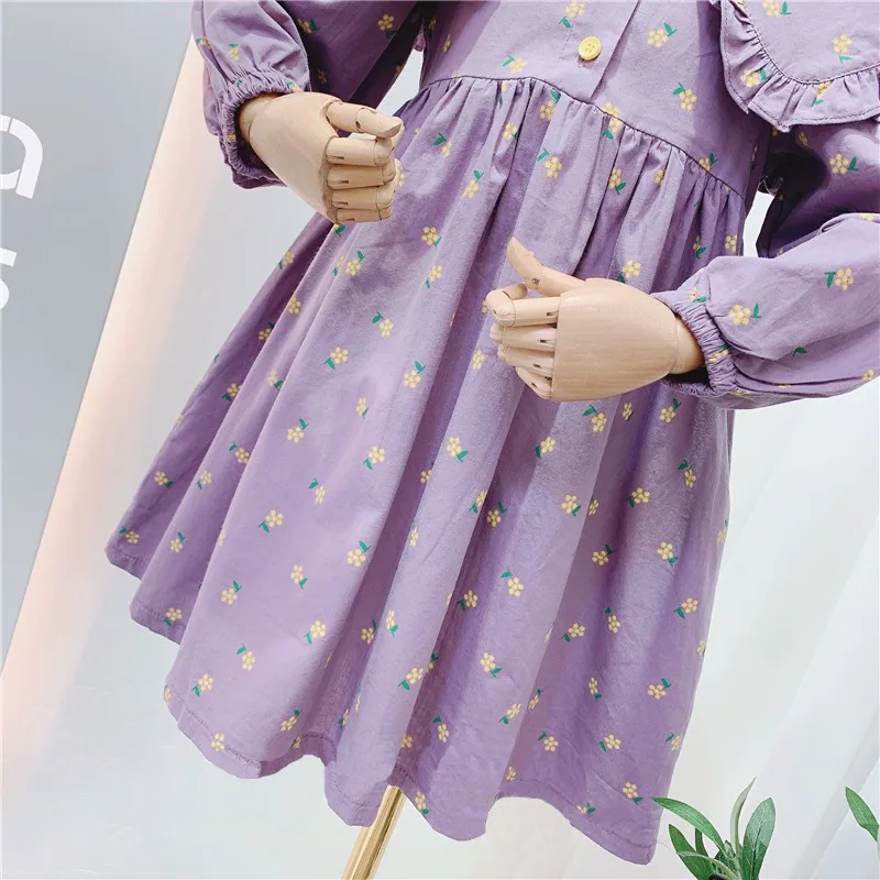 Spring Autumn Baby Girl\'s Cute Floral Print Dress Children Fashion Party Dress Kids Infant Clothes