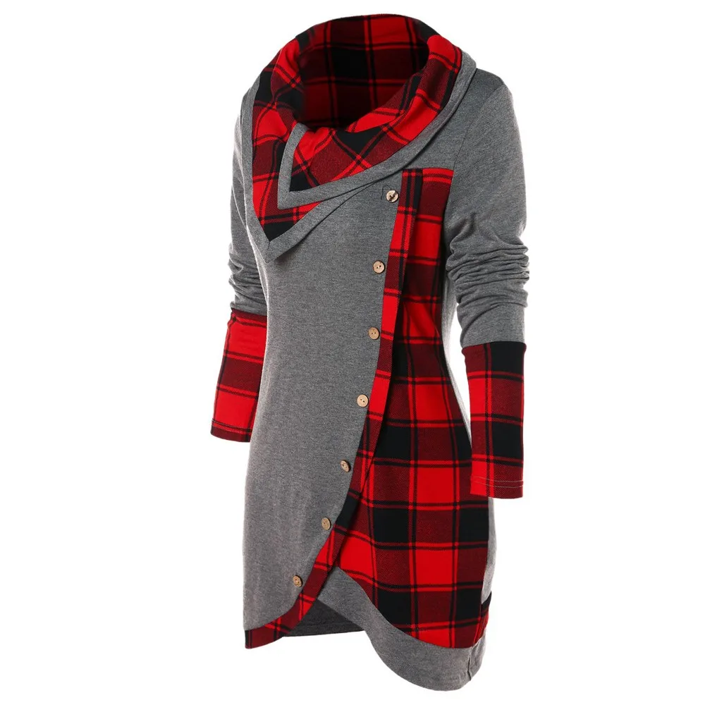 Dameskleding Plaid Shirt Blouse Vrouwen Lange Mouwen Plaid Turn-Down Kraag Tartan Tuniek Sweater Trui Tops