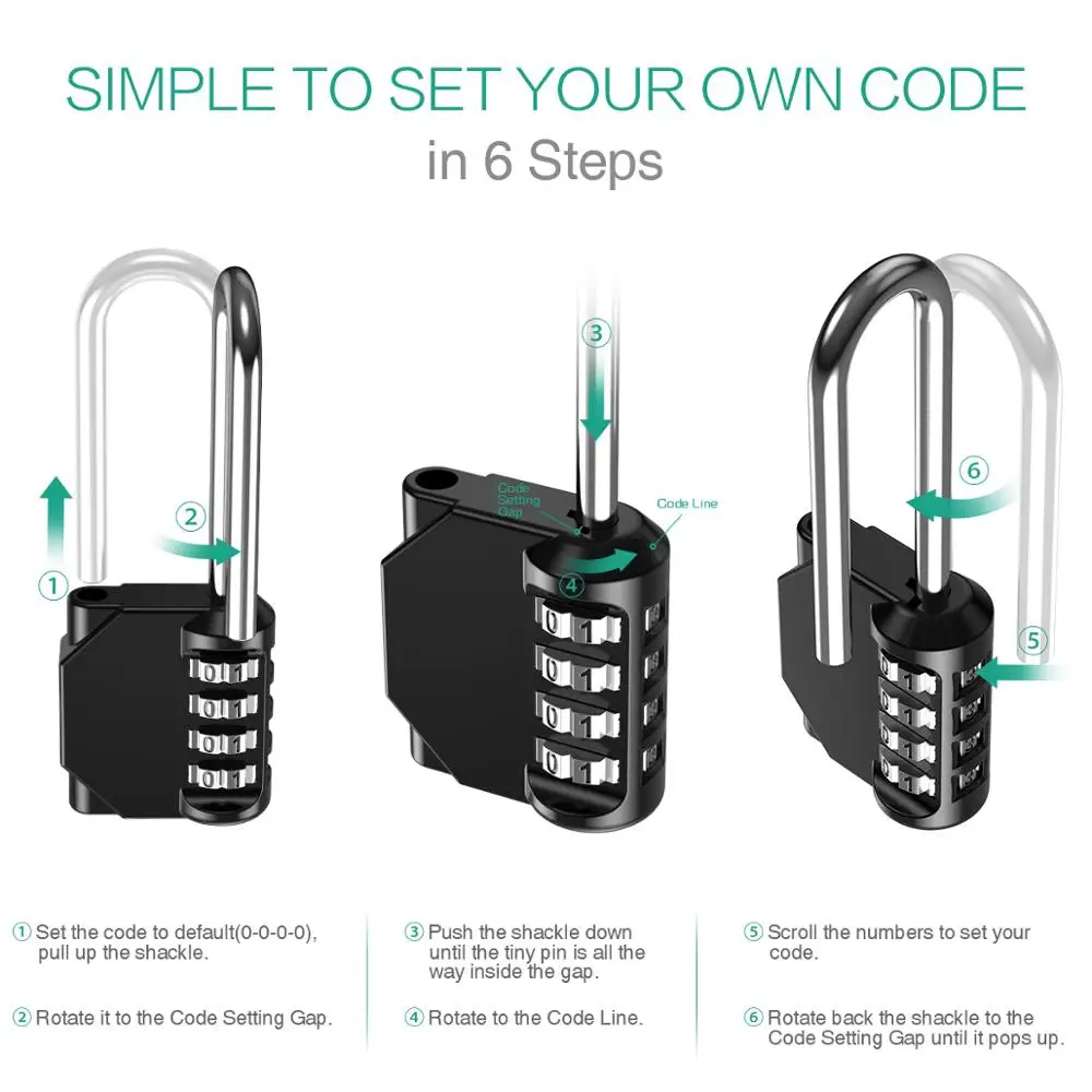 ORIA 2PCS Dial Digit Padlock Security Alloy Combination Code Number Lock Padlock Lock for Drawer Cabinet Gym