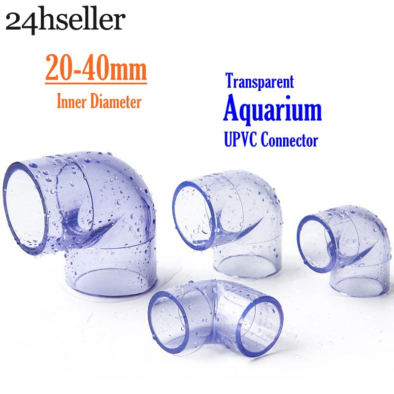 1pcs 20mm-40mm Inner Diameter PVC Elbow Transparent for Aquarium Clear PVC Fitting Pipe Connector