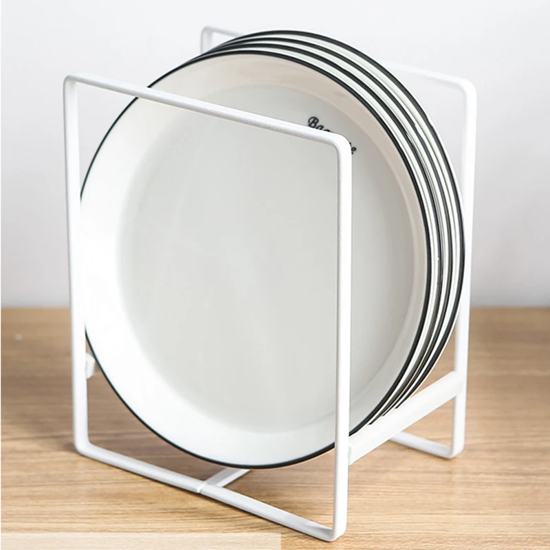 Craft Iron Holder Bowl plate Frame white Iron Plate Rack Display Stand Easel Storage Holders For kitchen decoration individual