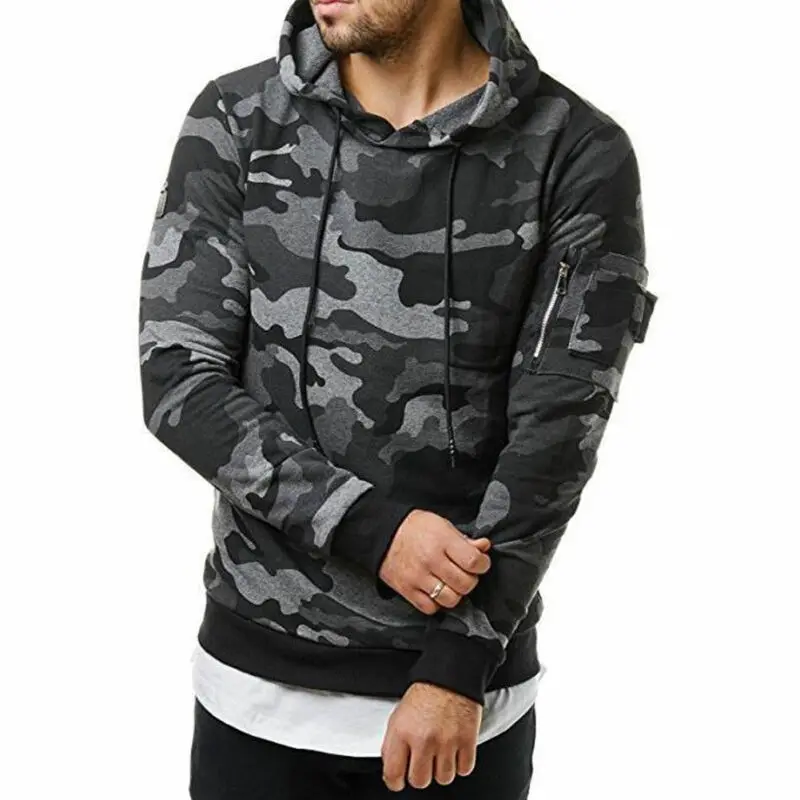 Men\'s Hooded Sweatshirt Brand Autumn Winter Camouflage Military Sportswear Casual Hooded Jacket Male Pullover Coat Hot M-3XL