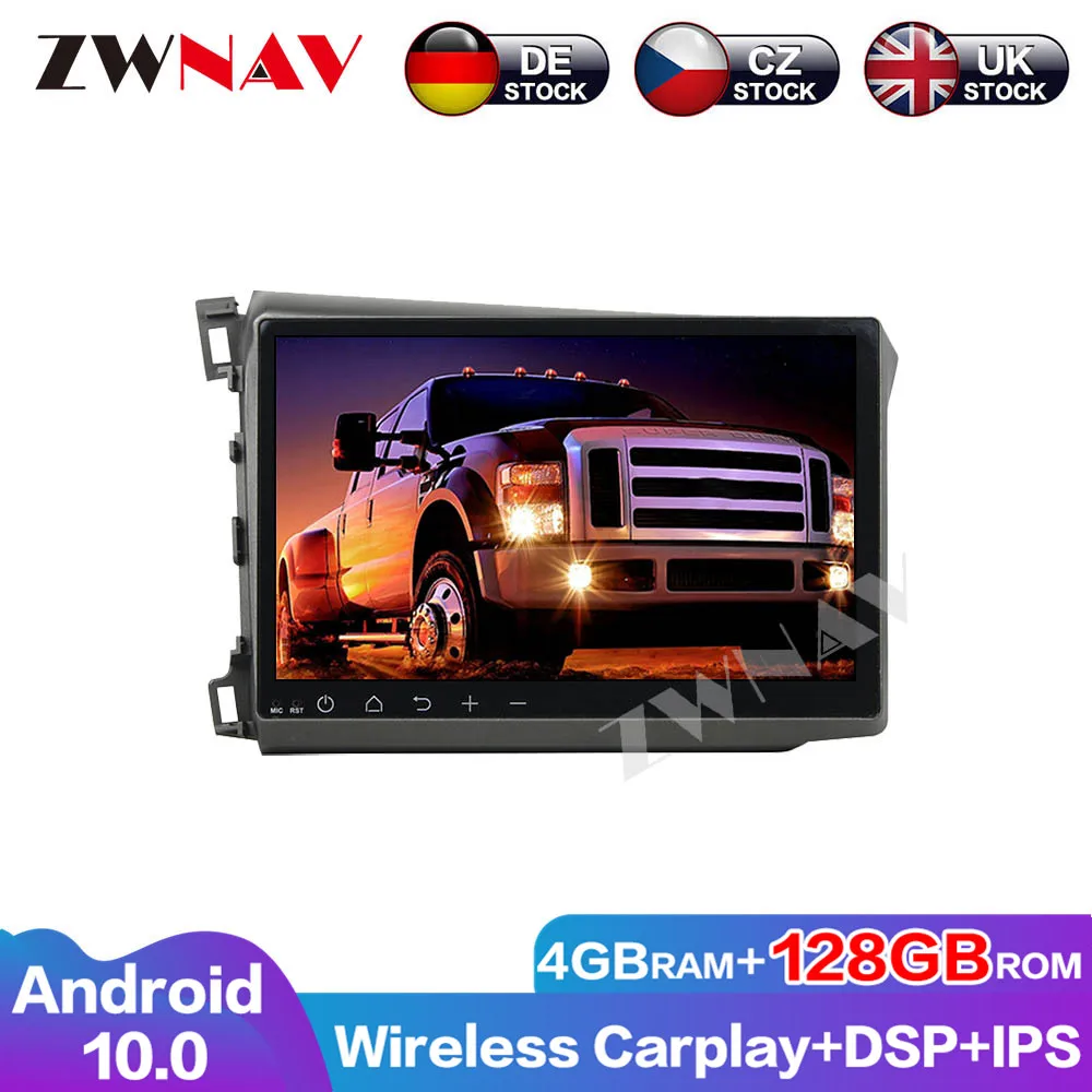 4+128GB Android 10 With DSP For HONDA CIVIC 2012 Car radio video player Multimedia GPS navigation accessories Sedan No dvd 2 din