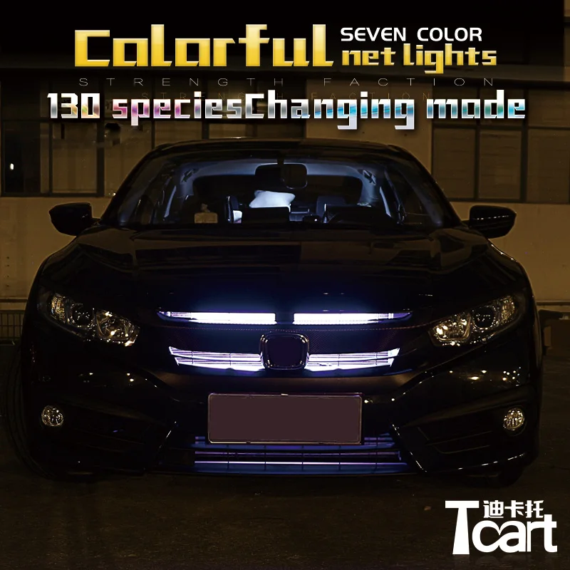 For Honda Civic 8th 9th 10th Gen 2008 2010 2016 2017 2020 1set Intake grille dynamic led RGB 7Color lights accessories
