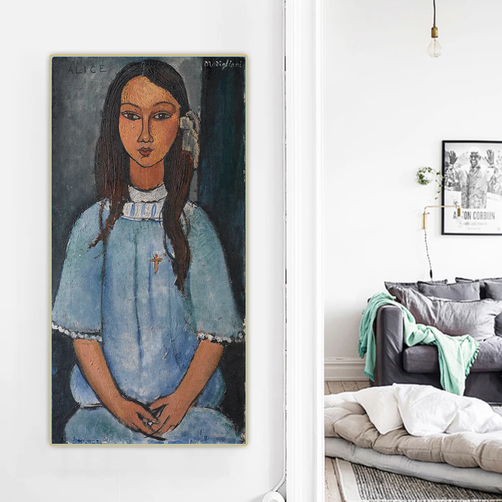 Amedeo Modigliani《Alice》Canvas Oil Painting Artwork Aesthetic Poster Picture Wall Hanging Decor Home Living Room Decoration