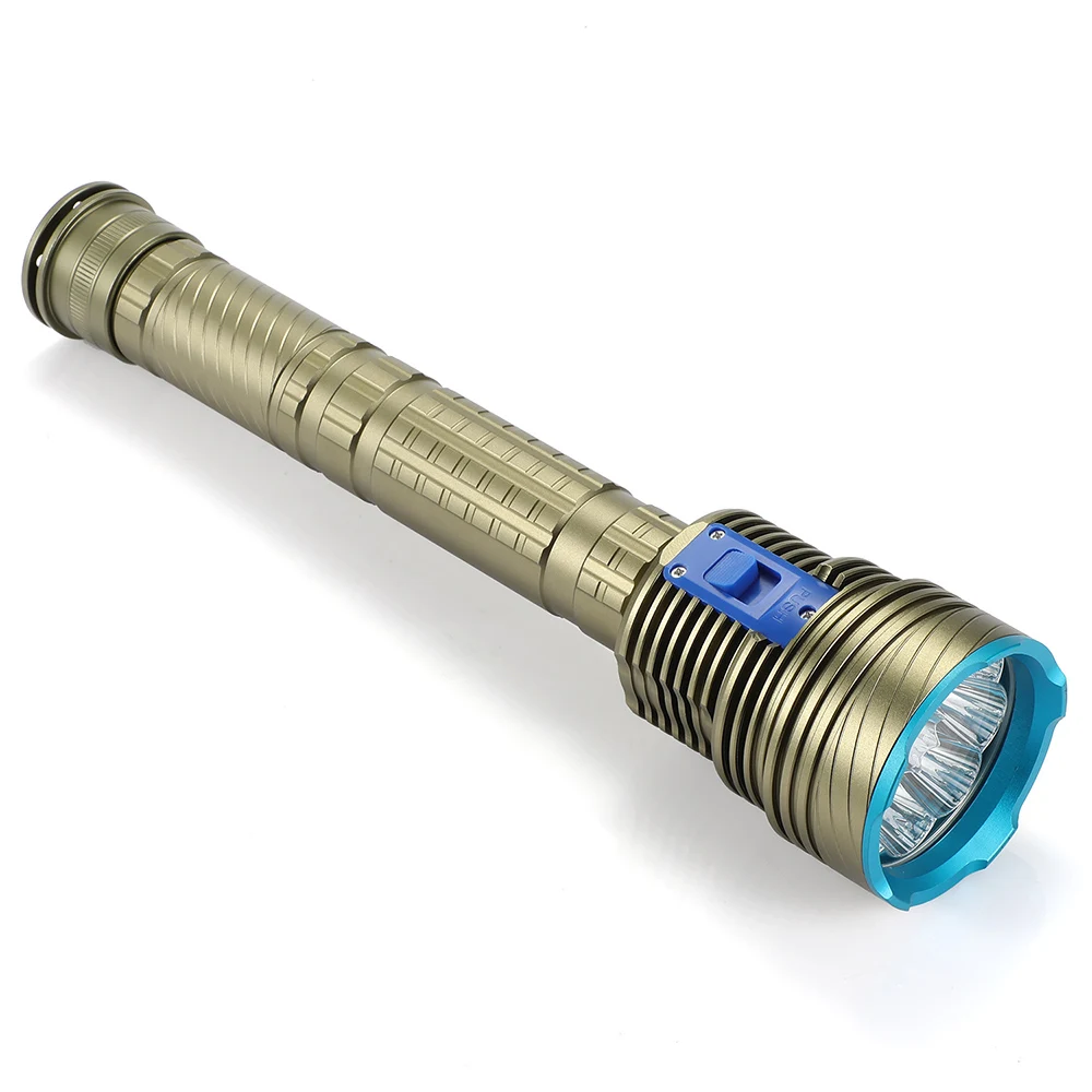 Professional Diving High-Power 9-Lamp L2 LED White Light/Yellow Light Underwater Ultra-Bright Diving Flashlight IPX8 Flashlight