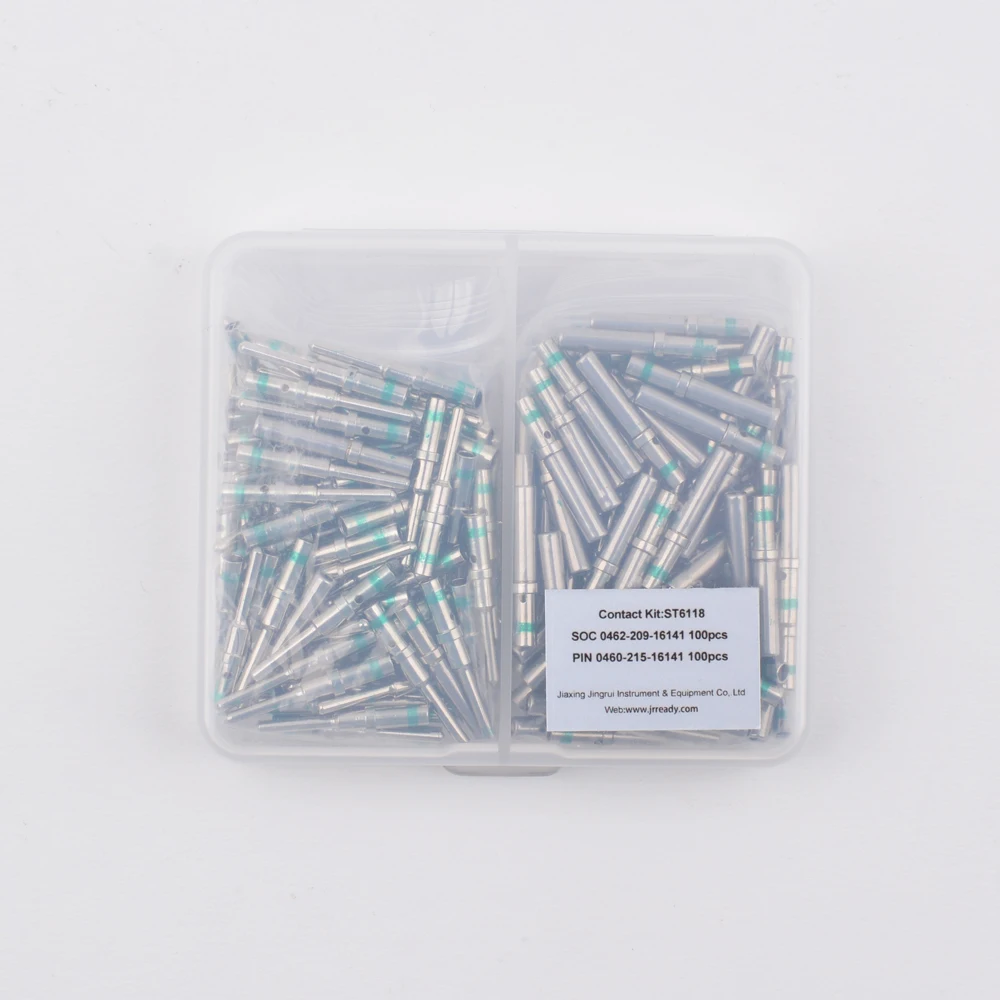 200PCS JRready Contact Kit ST6118 16AWG Terminals Male Female Solid Crimp Terminals Automotive Connector Pins Non-Insulated Plug