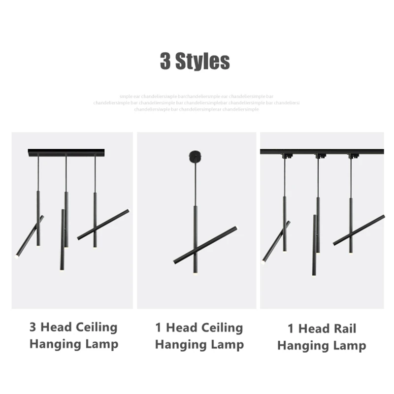 Nordic Long Tube Pendant Light LED Double Tube Adjustable Rail Spotlight Hanging Lamp Dining Room Kitchen Island Decor Lighting