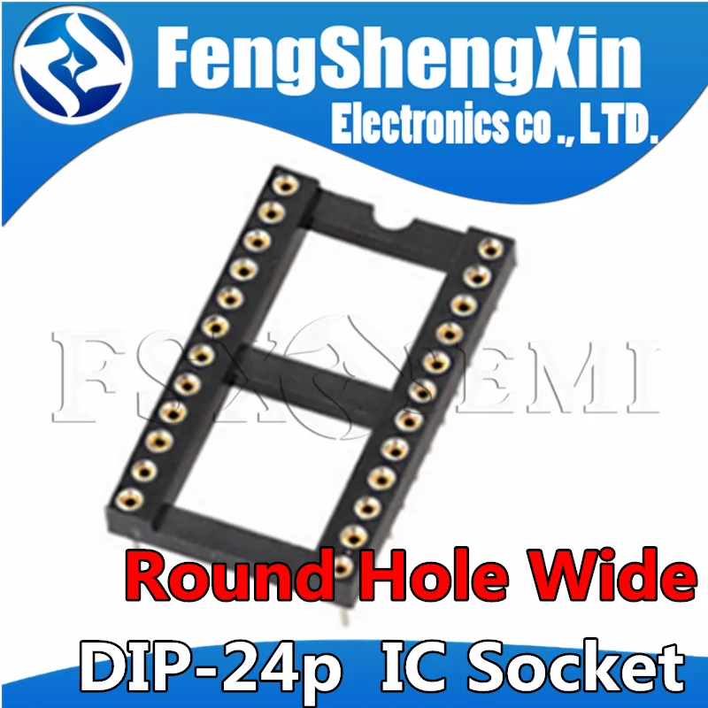 10pcs DIP-24 Round Hole Square hole 24 Pins Narrow Wide 2.54MM DIP DIP24 IC Sockets Adaptor Solder Type IC Connector