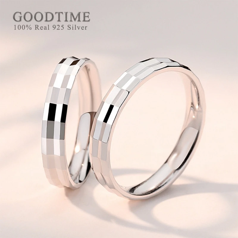 Fashion Pure 100% 925 Sterling Silver Rings For Wedding Bride Shiny Mirror Band Jewelry Lovers Gift For Woman Man Couple