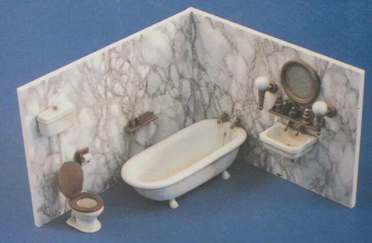 1/35 أثاث الحمام تركيبات المرحاض حوض الاستحمام (الجدران لا تشمل) مجموعات ملحقات الراتنج ، VERLINDEN # 946 غير مجمعة غير ملونة
