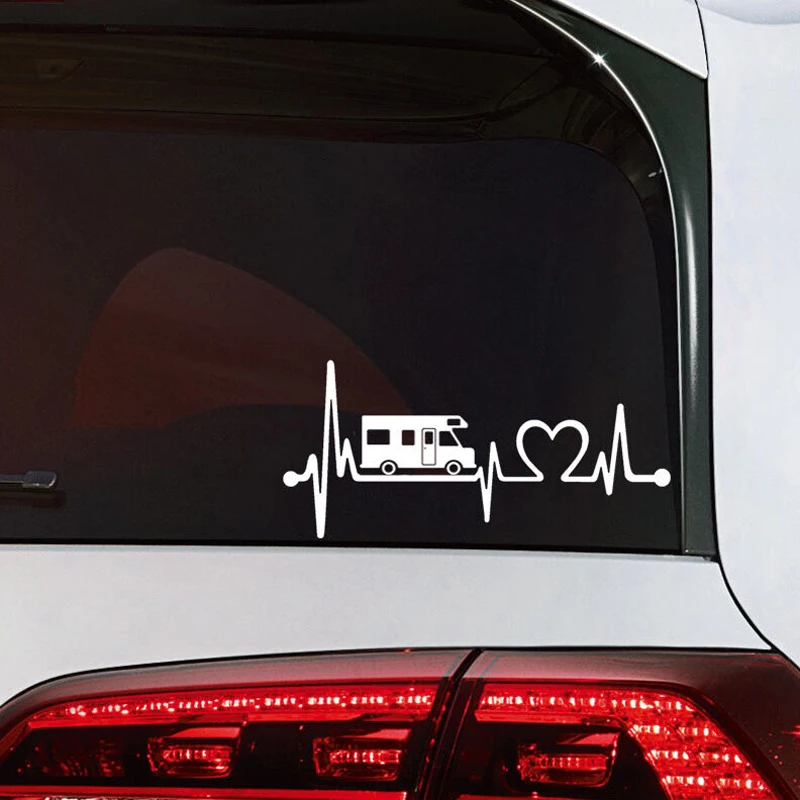 Motorhome Camping Bus Caravan Car Sticker Sticker Camper Heartbeat Tattoo  Car Decor