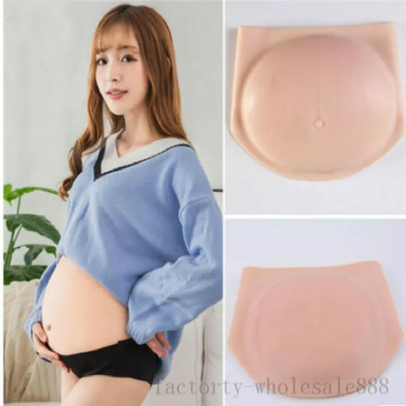 

2020 Silicone Jelly Fake Pregnant Belly Artificial Baby Bump Belly Test Full Body Shapewear Bodyshaper Waist Shaper Large Size