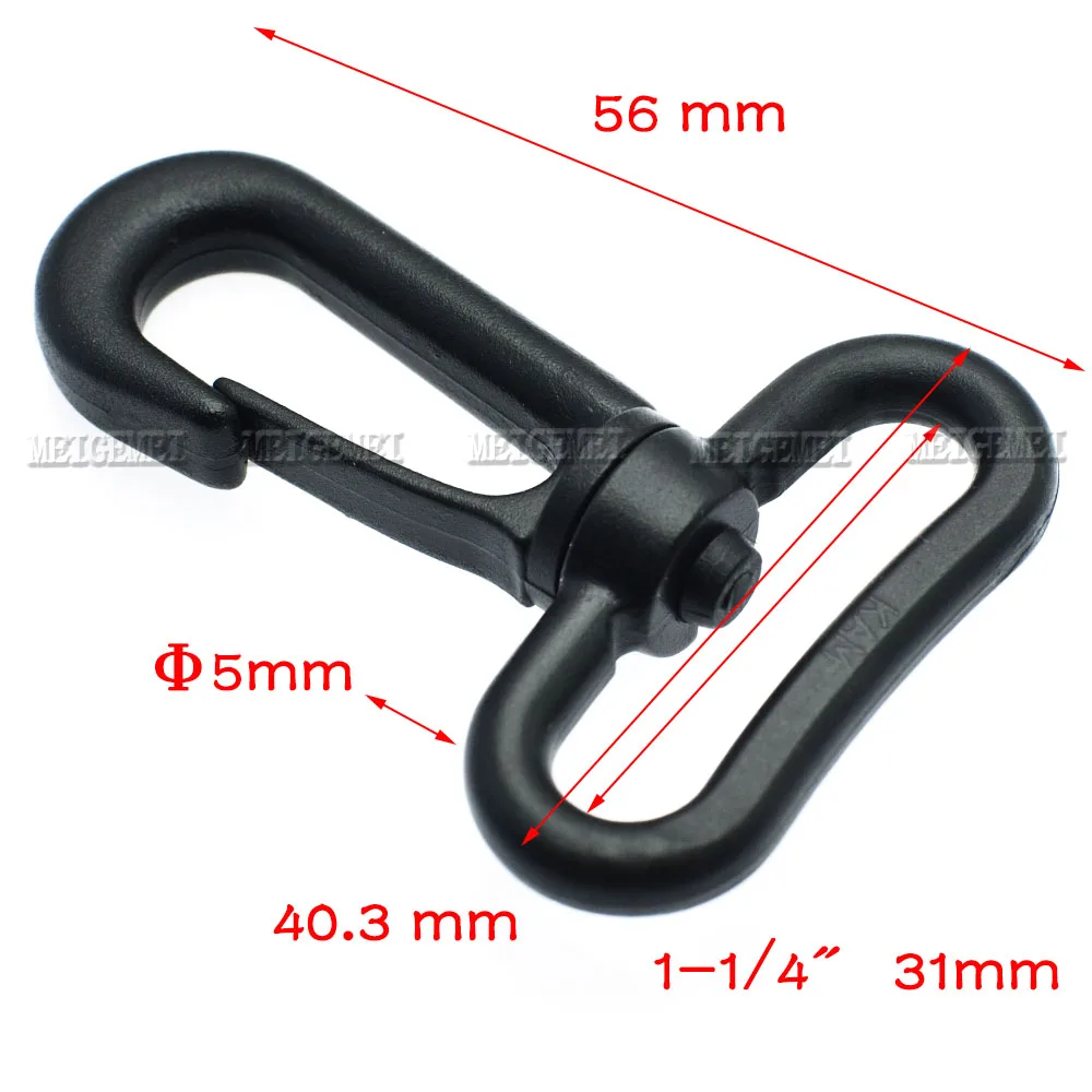 5pcs Plastic Snap Hooks Rotary Swivel Backpack Buckles Strap buckle Webbing 20mm 25mm 31mm 38mm Backpack accessories Black