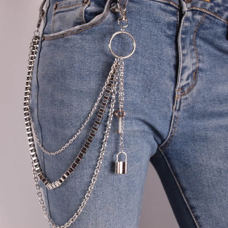 Gothic Keys Chain for pants women men keychain Multi layers pants belts punk jeans Rock Hip Hop jewelry