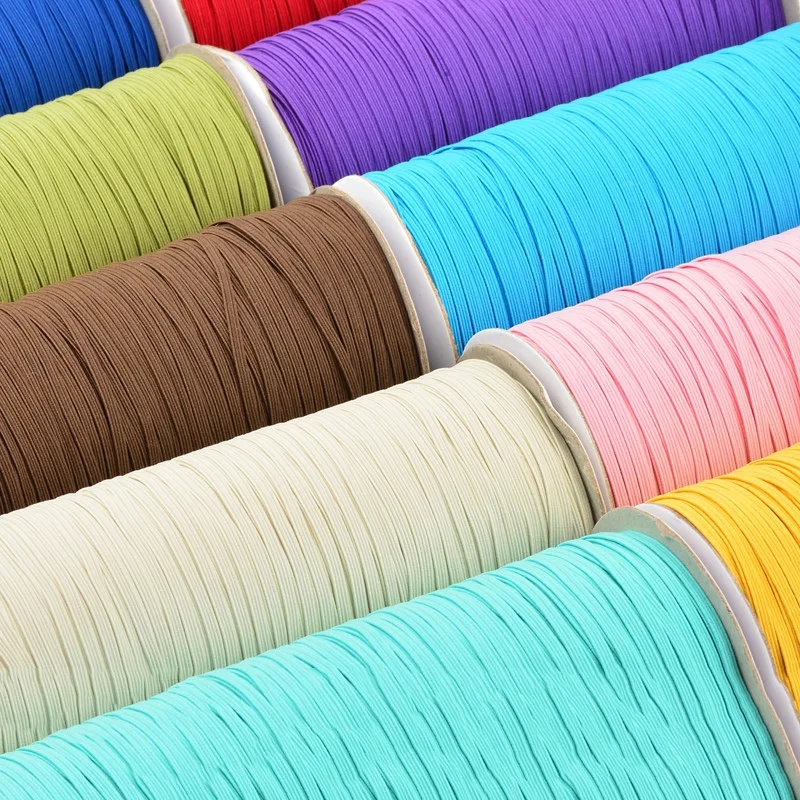 Mask Elastic Rope 3mm 6mm Flat Elastic Bands HighSpandex Rubber Ribbon Sewing Trim Waist Belt Band Garment Accessory 100yards