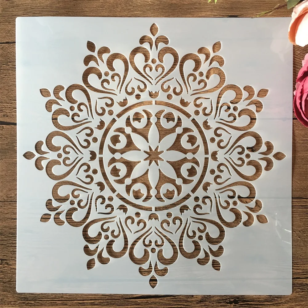 30*30cm geometria Mandala cuore corona stencil stratificazione fai da te pittura Scrapbook colorazione goffratura Album modello decorativo