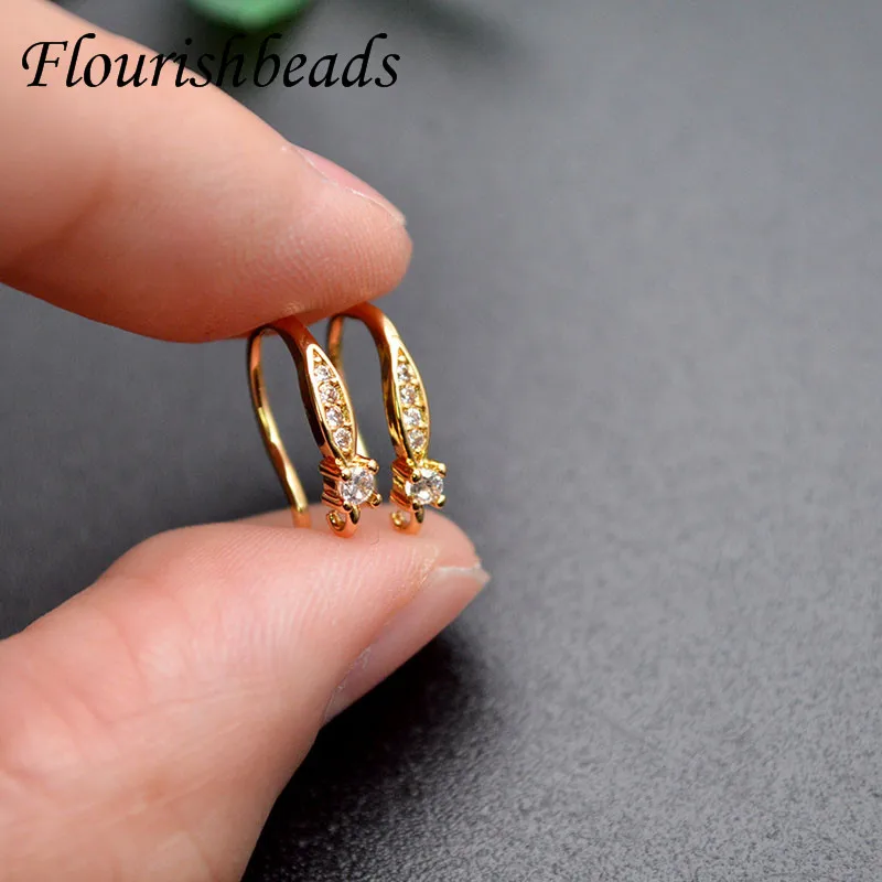 

High Quality Nickel-free Anti-rust Zircon Paved Metal Copper Earring Hooks Jewelry Findings 20pcs Per Lot