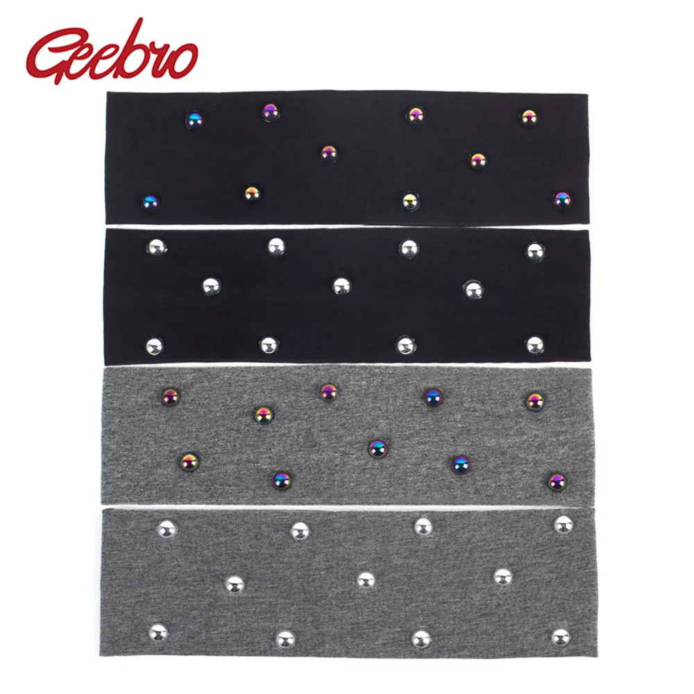 

Geebro New Women's Silver Rhinestones Headbands Fashion Elastic Flat Stretch Hairbands Girls Handwear Turban Hair Accessories