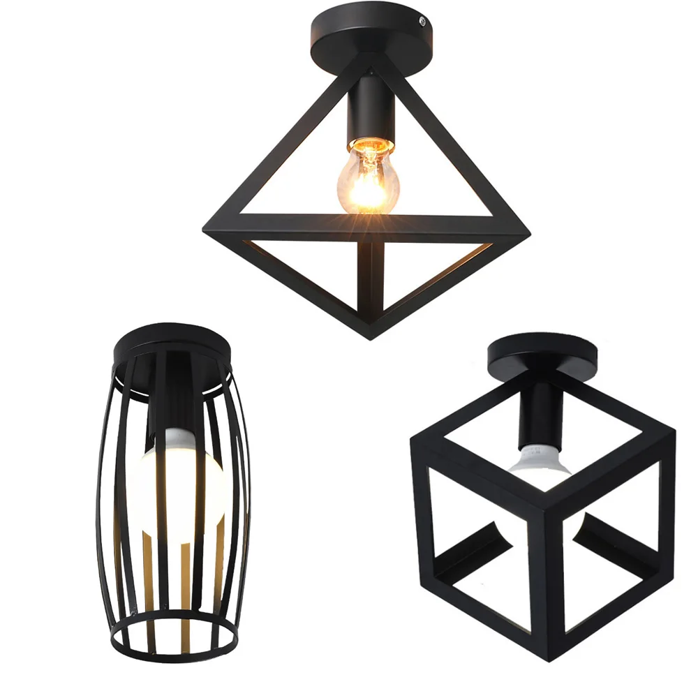 E27 Retro Industrial Flush Mount Ceiling Light,Pendant Hanging Lamp Cage Fixture Hallway Stairway Bedroom Kitchen  Dining Room