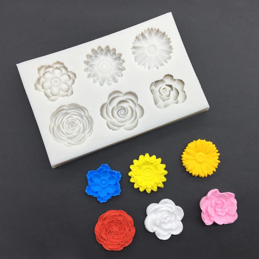 

Sunflower Rose Chrysanthemum Silicone Mold Sugarcraft Chocolate Cupcake Fondant Cake Decorating Tools