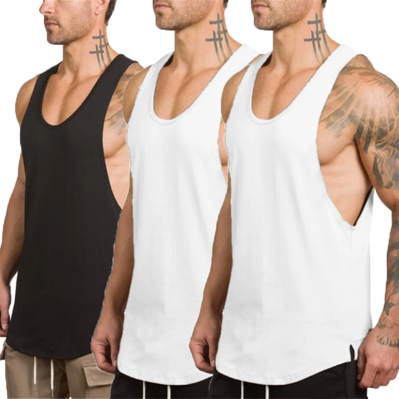 3 pack Solid Bodybuilding Tank Tops Men Gym Workout Fitness sleeveless shirt Male Summer Cotton Fashion Casual Singlet Vest