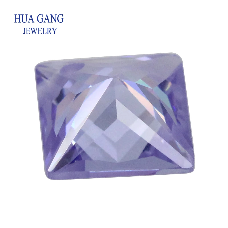 Loose CZ Lavender Stones With Hole AAAAA Square Shape Cubic Zirconia Stone For Jewerly Making 4x4~12x12 High Quality