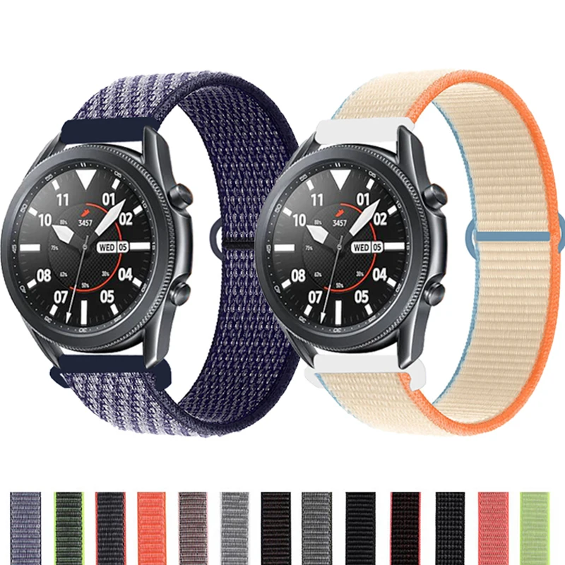 22MM Nylon Loop Strap For Samsung Galaxy Watch 3 45MM LTE 46MM Smart Bracelet Women Wristband For Gear S3 Frontier Correa Straps