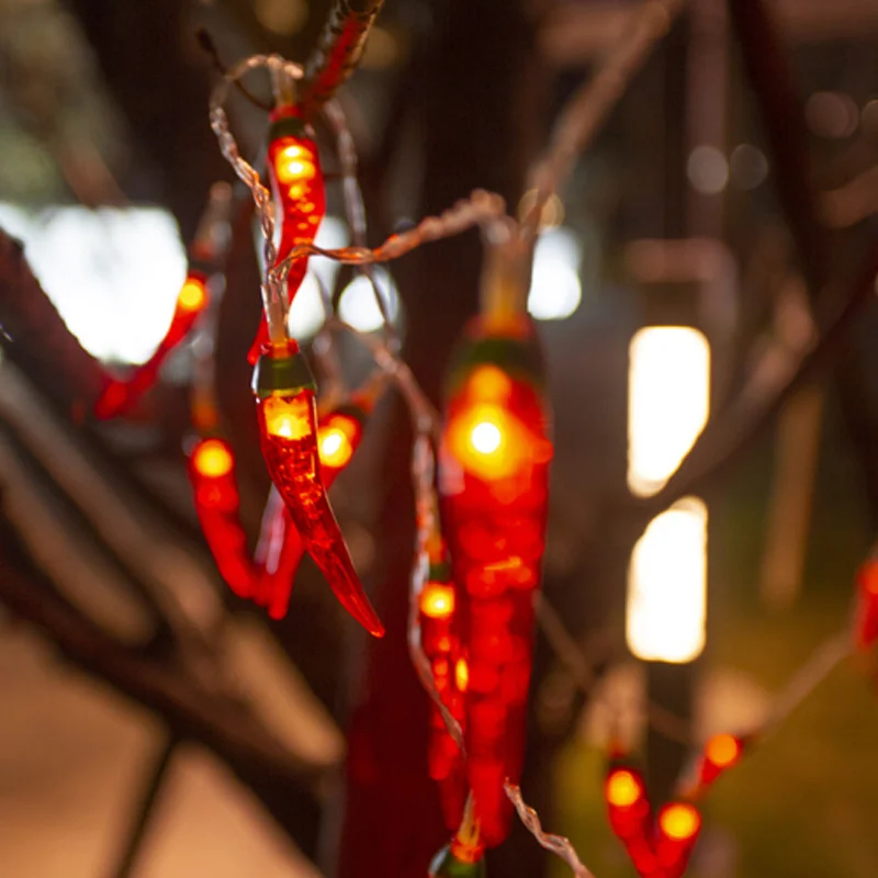 Imagem -04 - Criativo Led Vermelho Chilli Luzes da Corda Bateria Usb Luzes de Fadas de Ano Novo Guirlanda para Festa de Casamento do Feriado Decoração de Natal