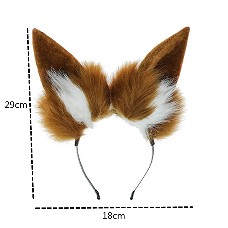 Kawaii Women Girls Halloween Simulation Fox Long Ears Head Band Cosplay Anime Plush Wolf Animal Ear KC Lolita Hair Accessories