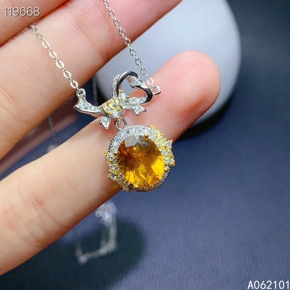 

KJJEAXCMY fine Jewelry 925 Sterling Silver Citrine Girl new classic Pendant Necklace Chinese style hot selling