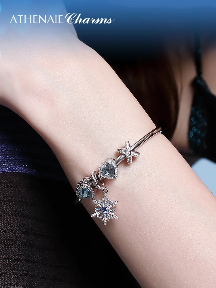 ATHENAIE 925 Sterling Silver with Clear CZ Galaxy Cross Ring Bead Charms for Women Charms Bracelet fit Valentine'Day Girl Gifts