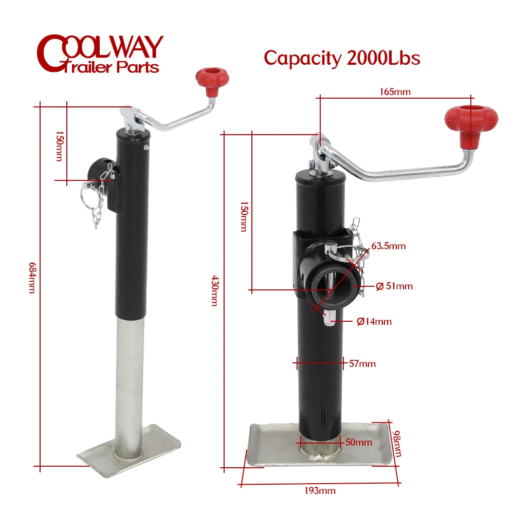 10 Inch Top Swivel Weld-on Trailer Jack Stands Support Legs Corner Steady CAP 2000 LBS Camper RV Parts Caravan Accessories